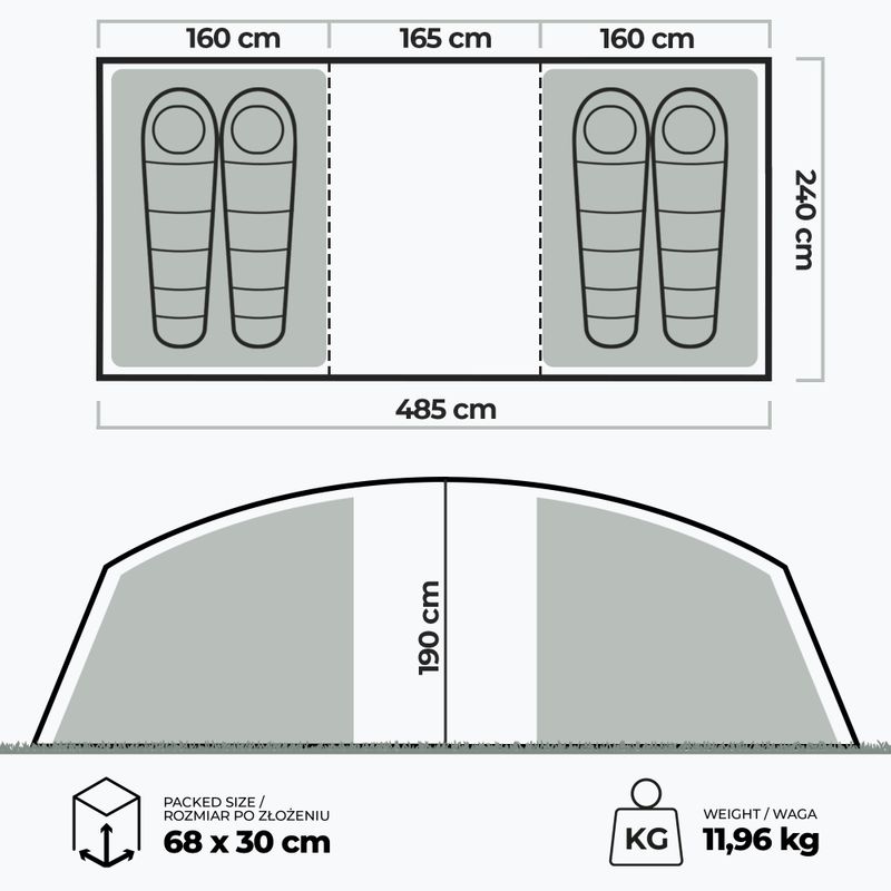 4-person camping tent KADVA Kavio 4 plus green 22