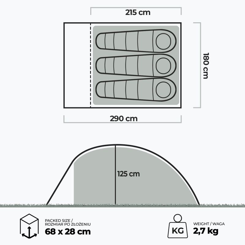 3-person camping tent KADVA Expedit 3 pro green 22