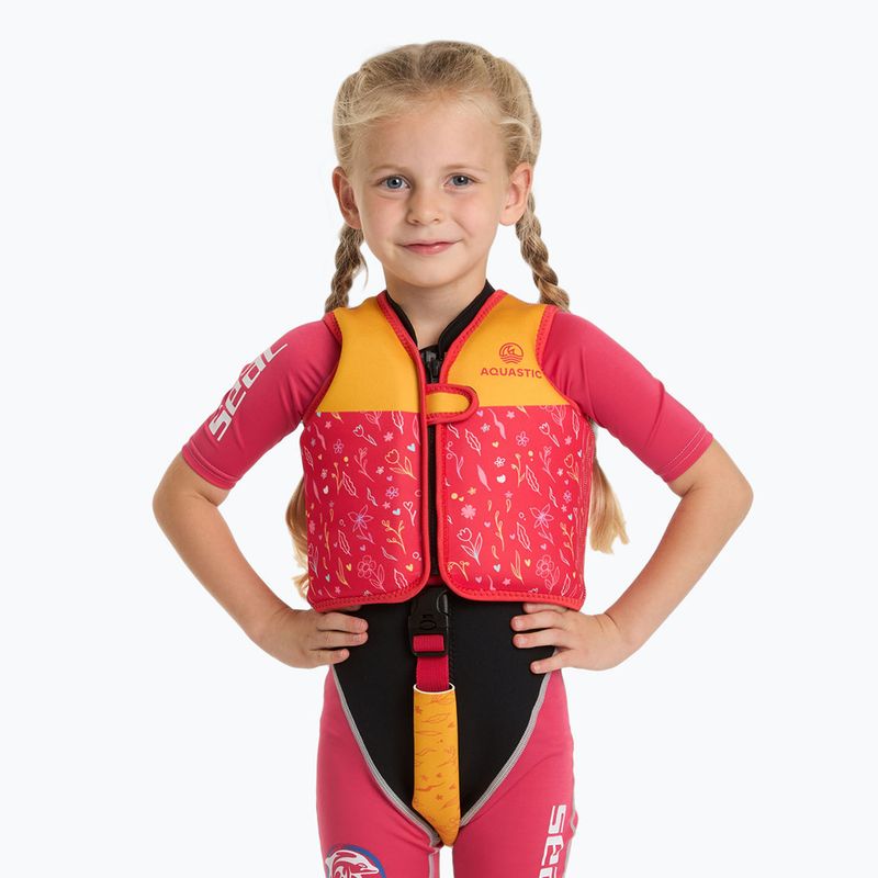 AQUASTIC Junior children's buoyancy waistcoat pink/yellow 2