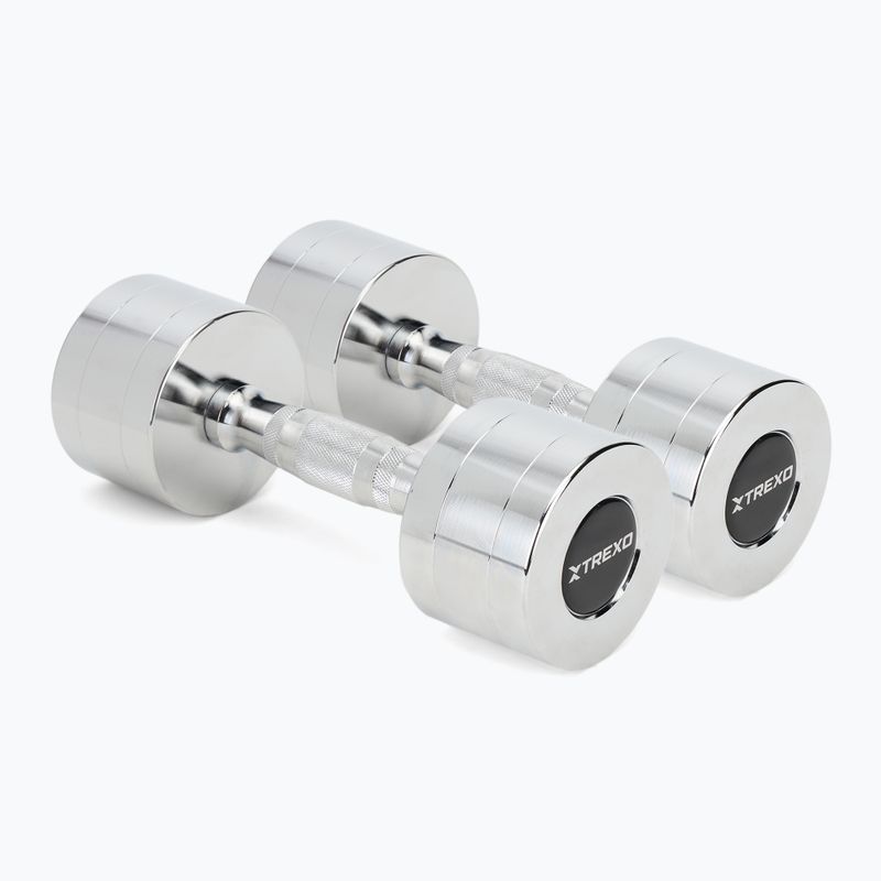 XTREXO chrome dumbbells 2x6 kg silver