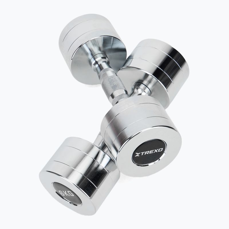 XTREXO chrome dumbbells 2x6 kg silver 5