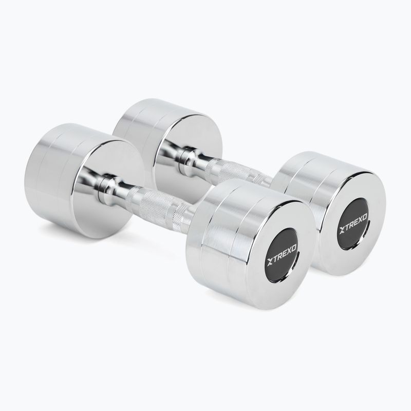 XTREXO chrome dumbbells 2x7 kg silver