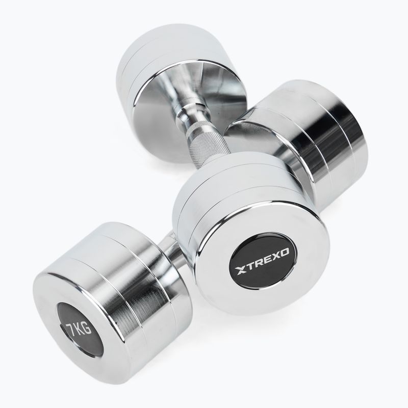 XTREXO chrome dumbbells 2x7 kg silver 5