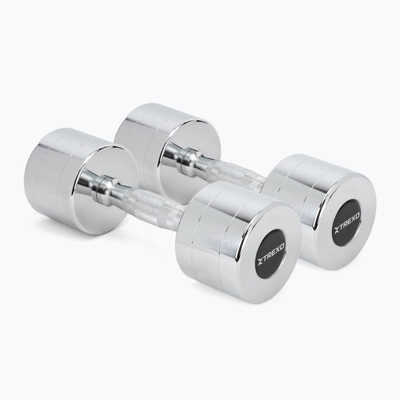 XTREXO chrome dumbbells 2x8 kg silver