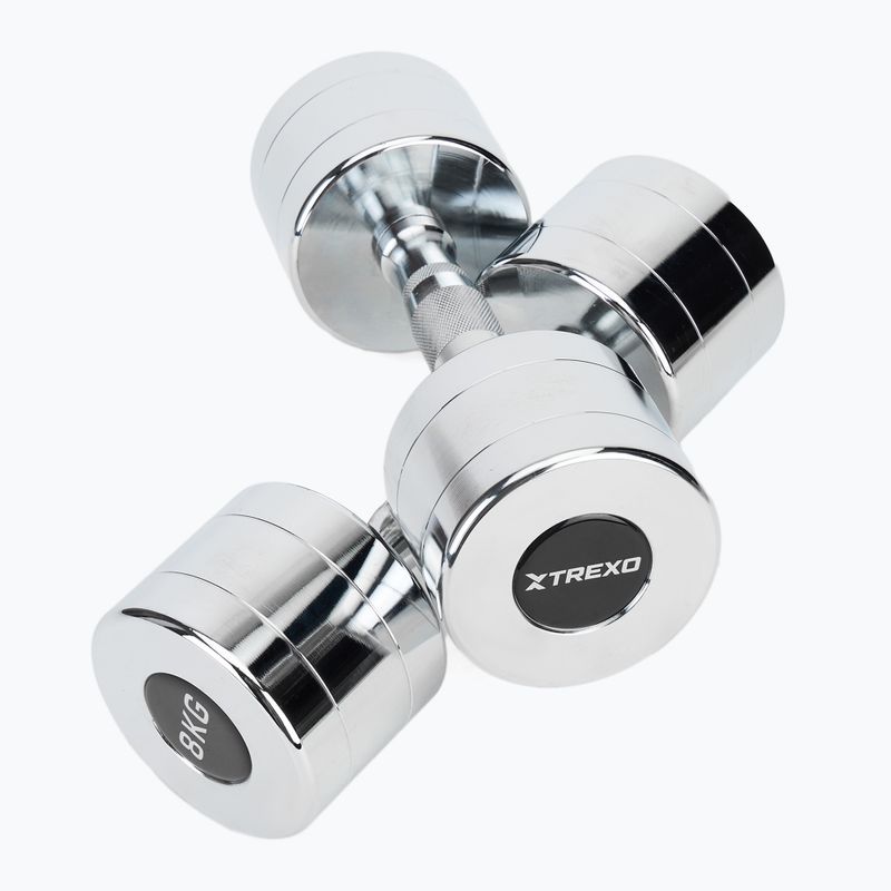 XTREXO chrome dumbbells 2x8 kg silver 5