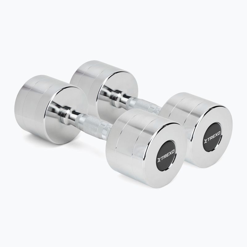 XTREXO chrome dumbbells 2x9 kg silver