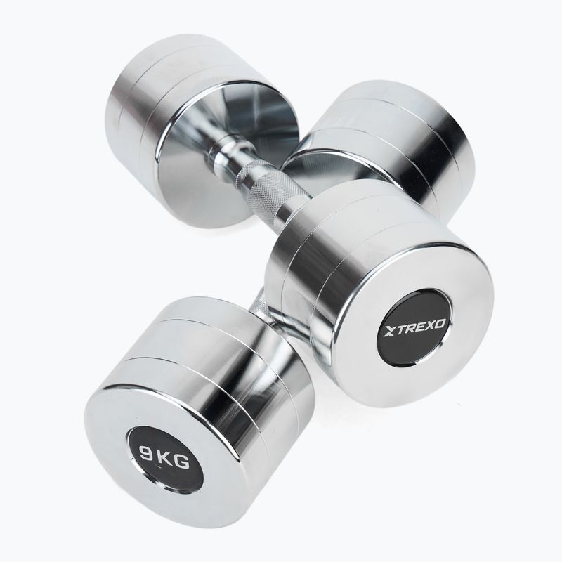 XTREXO chrome dumbbells 2x9 kg silver 5