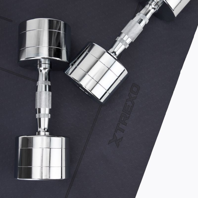 XTREXO chrome dumbbells 2x9 kg silver 6