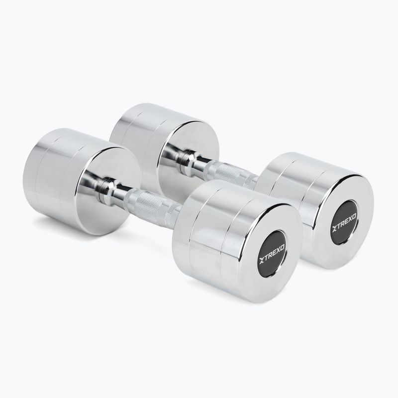 XTREXO chrome dumbbells 2x10 kg silver