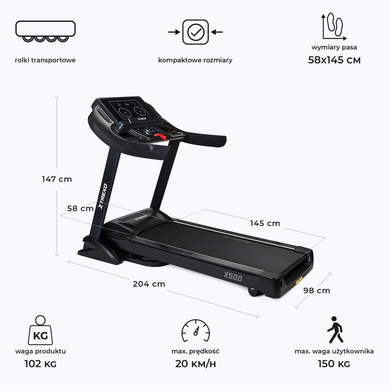 XTREXO TXO-X500 electric treadmill black 3