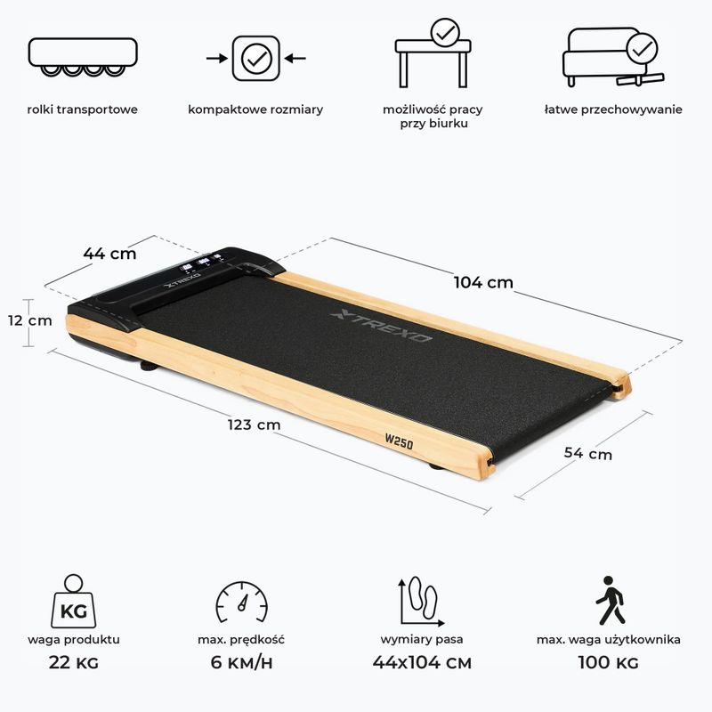 XTREXO TXO-W250 Walking Pad electric treadmill black/brown 3