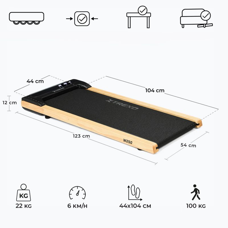 XTREXO TXO-W250 Walking Pad electric treadmill black/brown 3