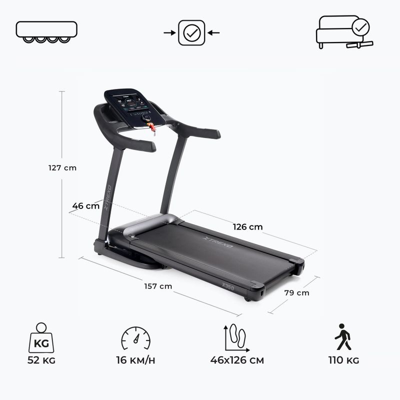 XTREXO TXO-X350-B electric treadmill black 3