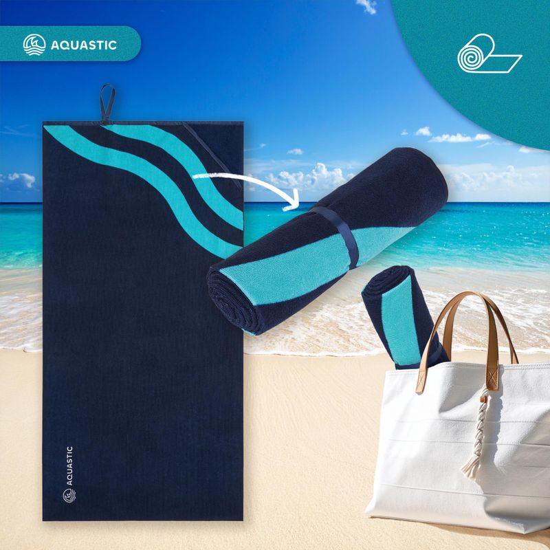 AQUASTIC Wavey navy blue/blue towel 10
