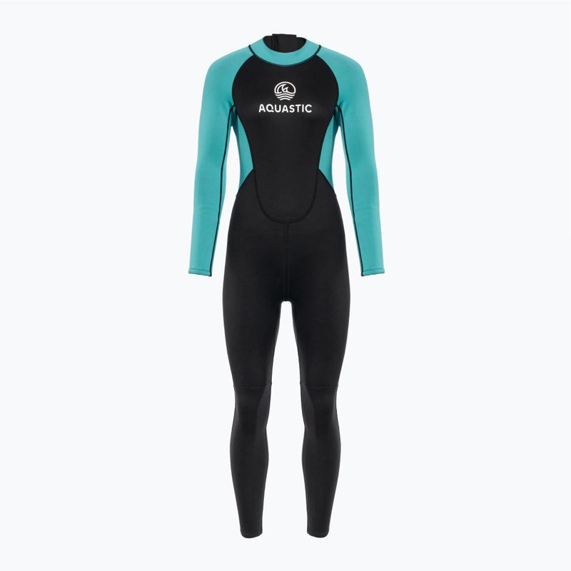 Women's swimming wetsuit AQUASTIC Wavey LG WMNS 2 mm black/mint 2