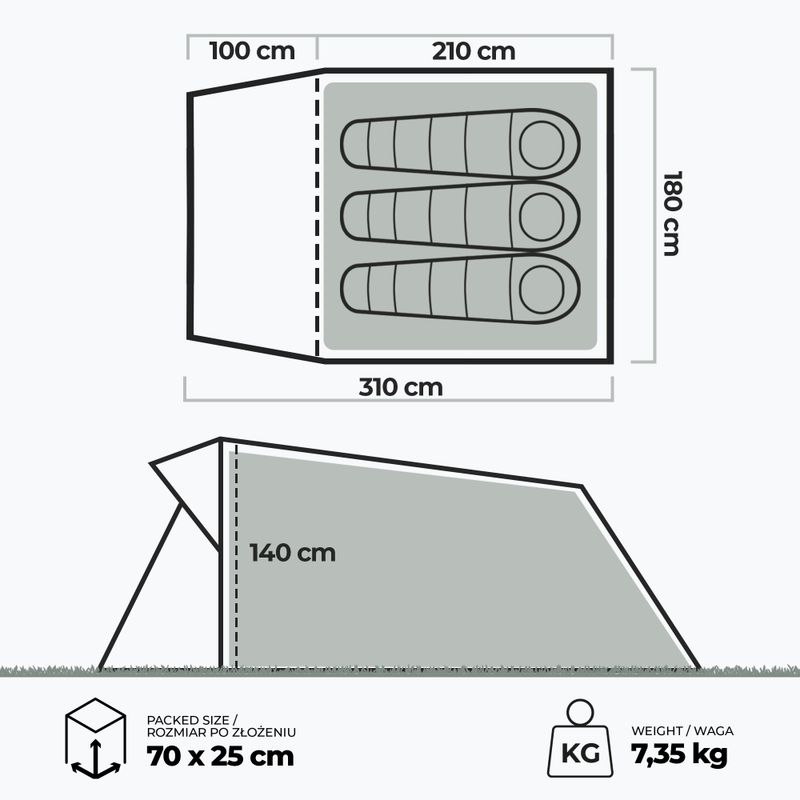 KADVA AIRcamp 3-person camping tent green 15
