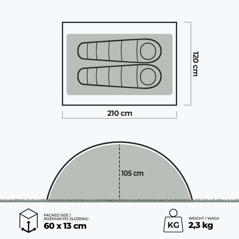 KADVA Festa 2 2-person camping tent green 7