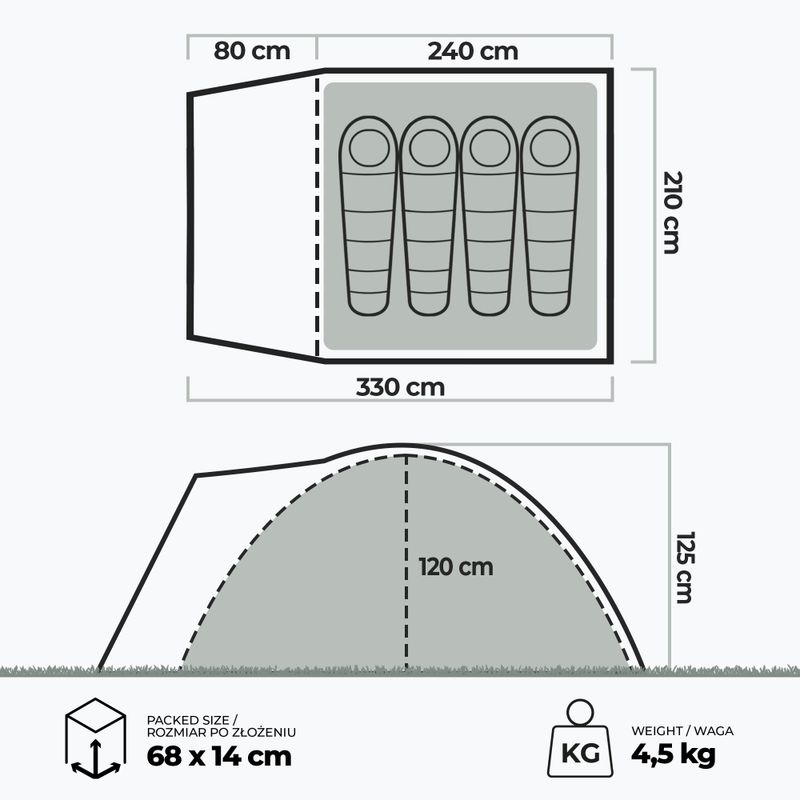 4-person camping tent KADVA CAMPdome 4 green 7