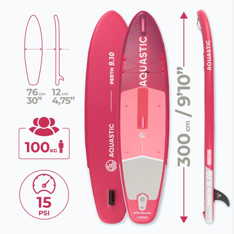 Inflatable board set SUP AQUASTIC Perth 9'10" pink 24