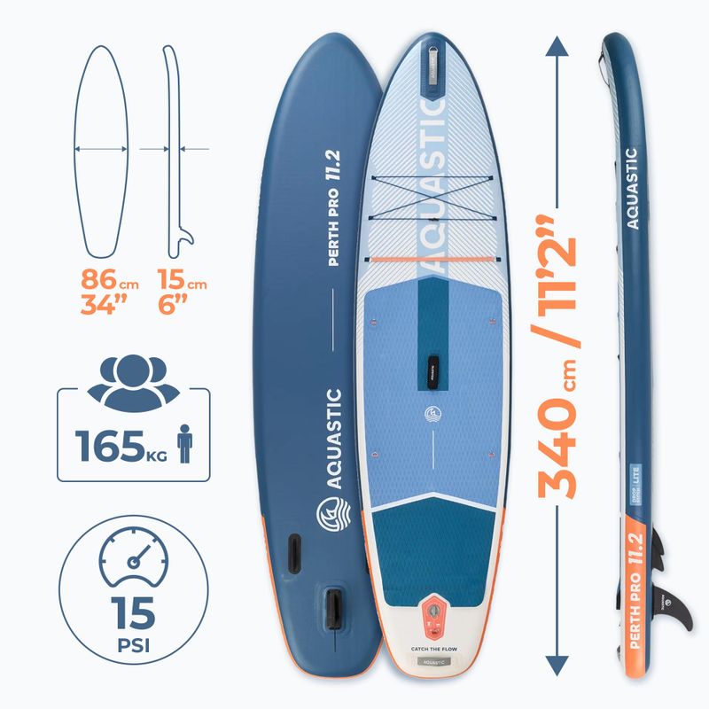 Board SUP AQUASTIC Perth Pro 11'2" all-round white 21