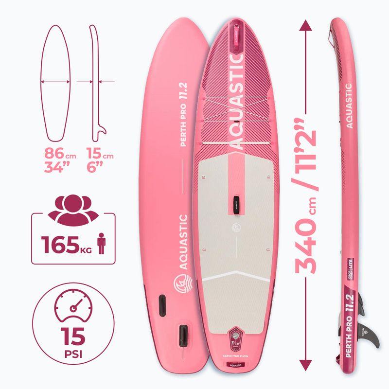SUP board AQUASTIC Perth Pro 11'2" all-round pink 21