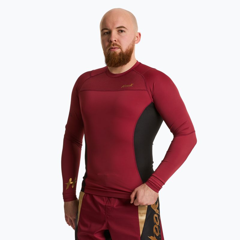 Men's HOOK FIGHTING Base red longsleeve rashguard