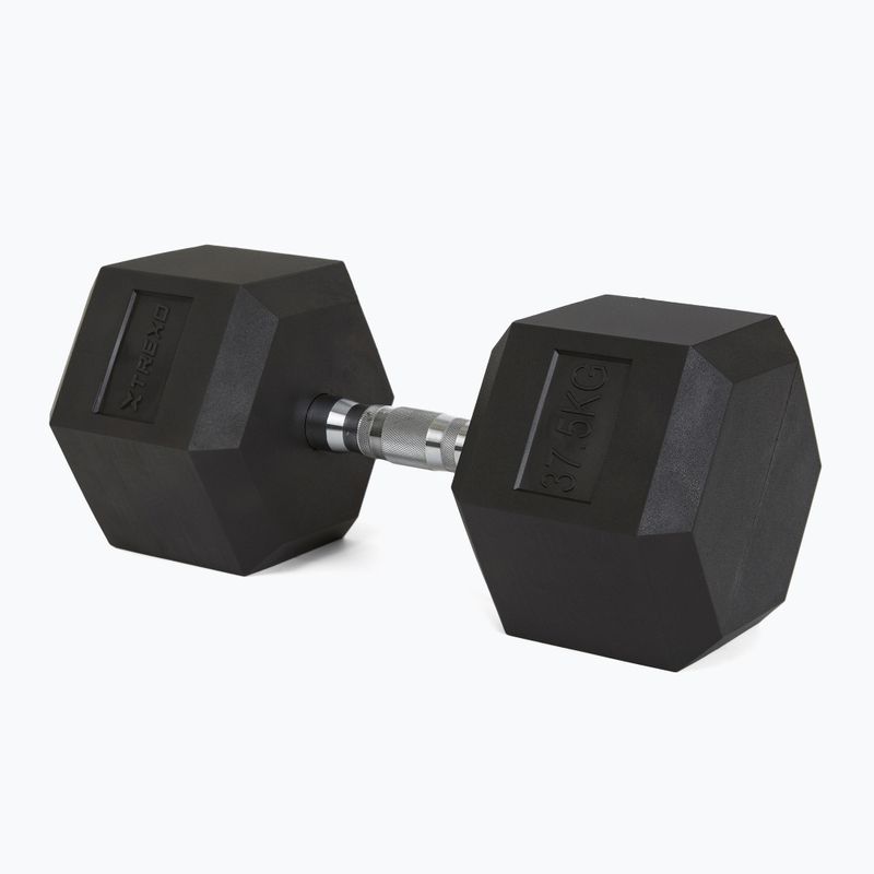 TREXO Hex 37.5 kg rubberised dumbbells