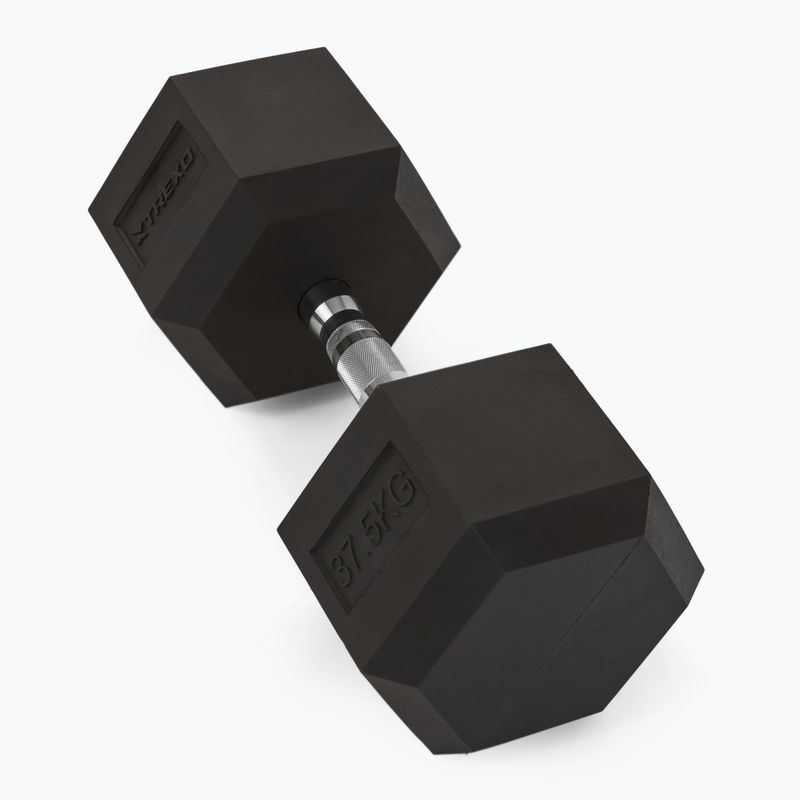 XTREXO Hex 37.5 kg rubberised dumbbells 3