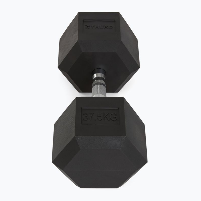 TREXO Hex 37.5 kg rubberised dumbbells 3