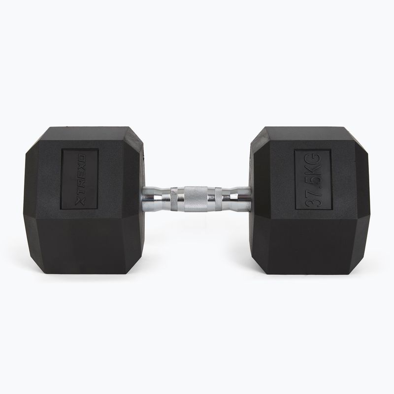 TREXO Hex 37.5 kg rubberised dumbbells 4