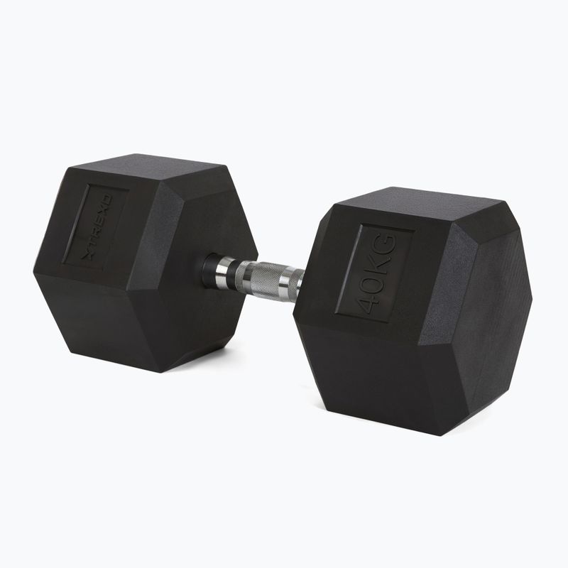 TREXO Hex 40 kg rubberised dumbbells