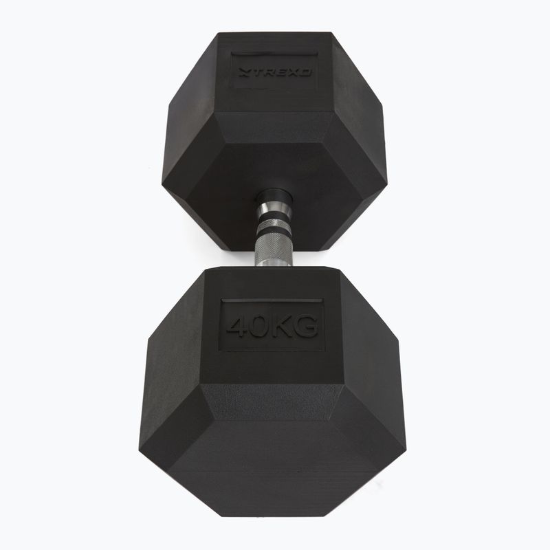 XTREXO Hex 40 kg rubberised dumbbells 4