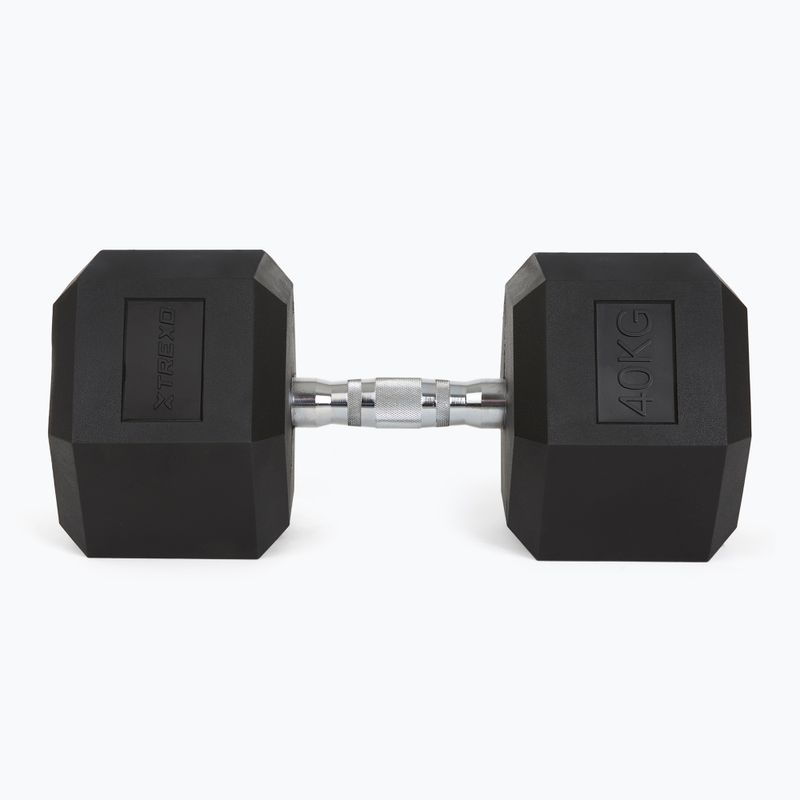 XTREXO Hex 40 kg rubberised dumbbells 5
