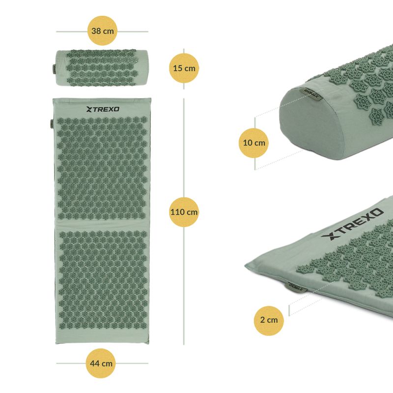XTREXO acupressure mat large with cushion TXO-B4Z005-GN green 3