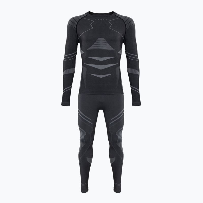 Men's KADVA Streif Set seamless thermal underwear set in black 15