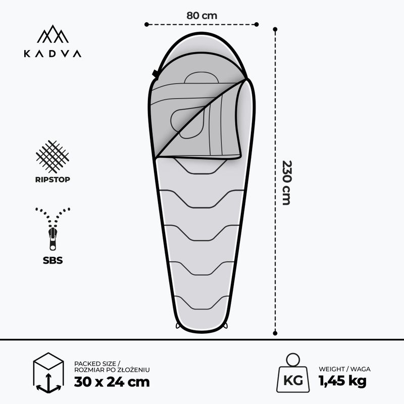 KADVA Mumio R sleeping bag right green 3