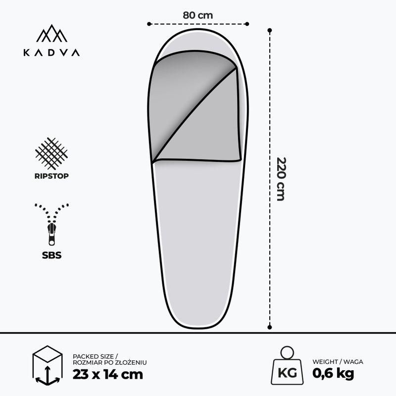 KADVA Light 600 R sleeping bag right navy blue 3