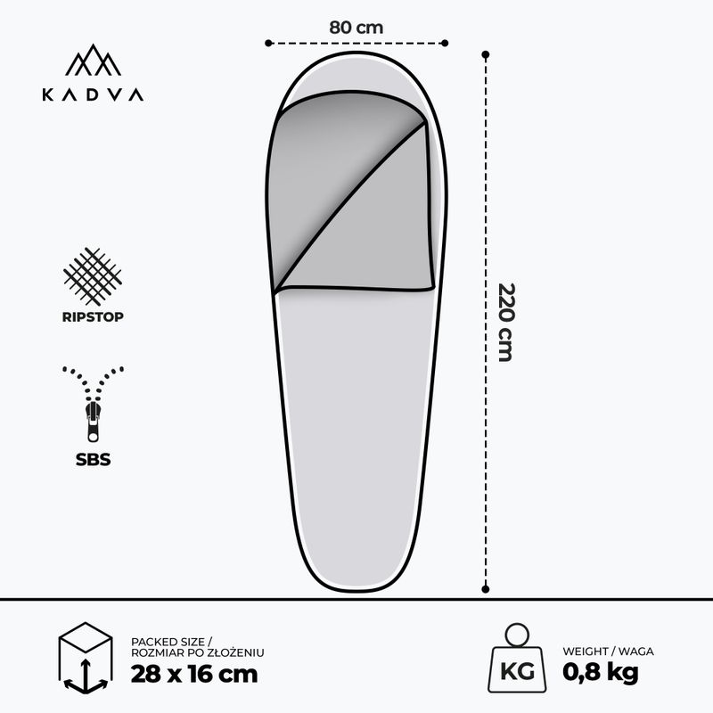 KADVA Light 800 R sleeping bag right navy blue 3