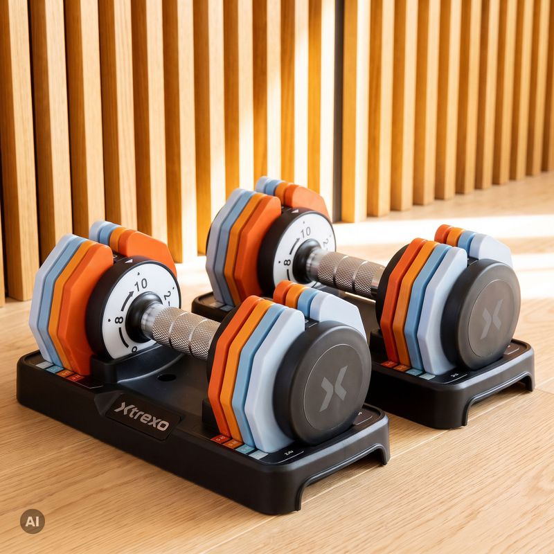 XTREXO adjustable dumbbell set 2 x 10 kg multicolour 15