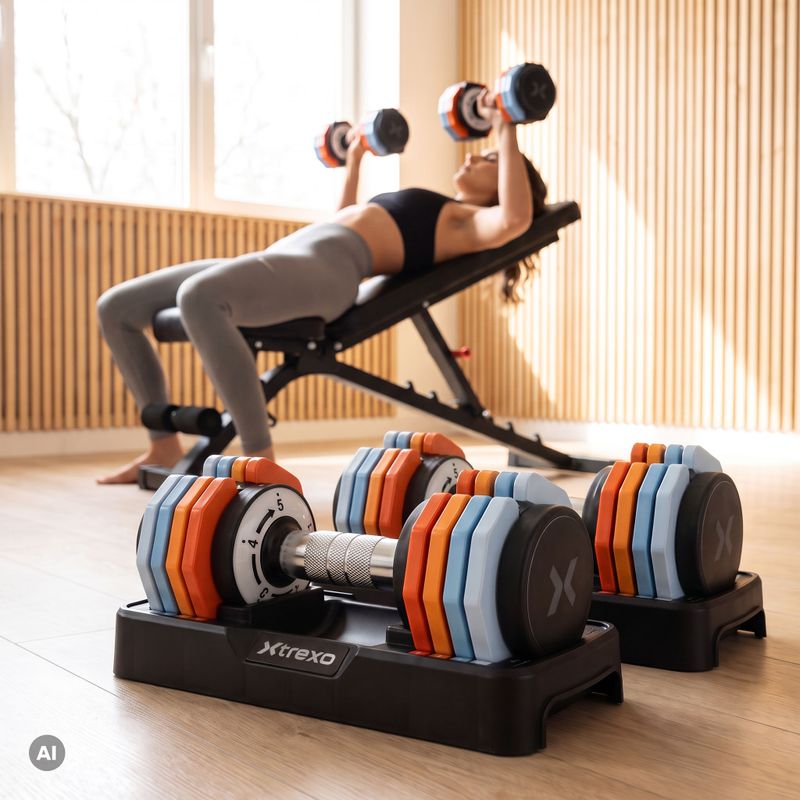 XTREXO adjustable dumbbell set 2 x 10 kg multicolour 16