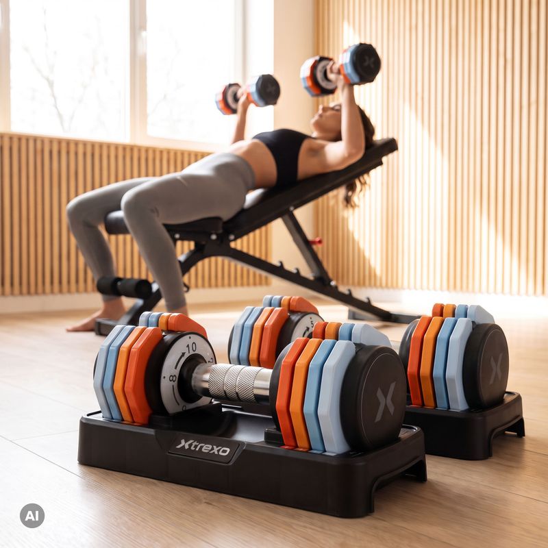XTREXO adjustable dumbbell set 2 x 10 kg multicolour 15