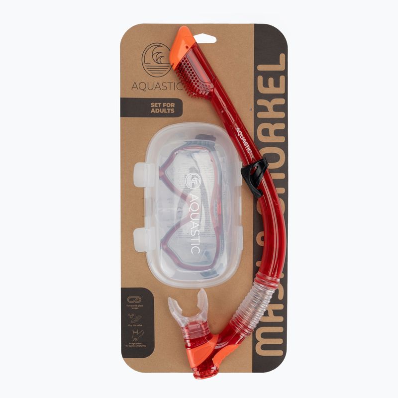 AQUASTIC Jetty snorkelling set mask + snorkel red 9