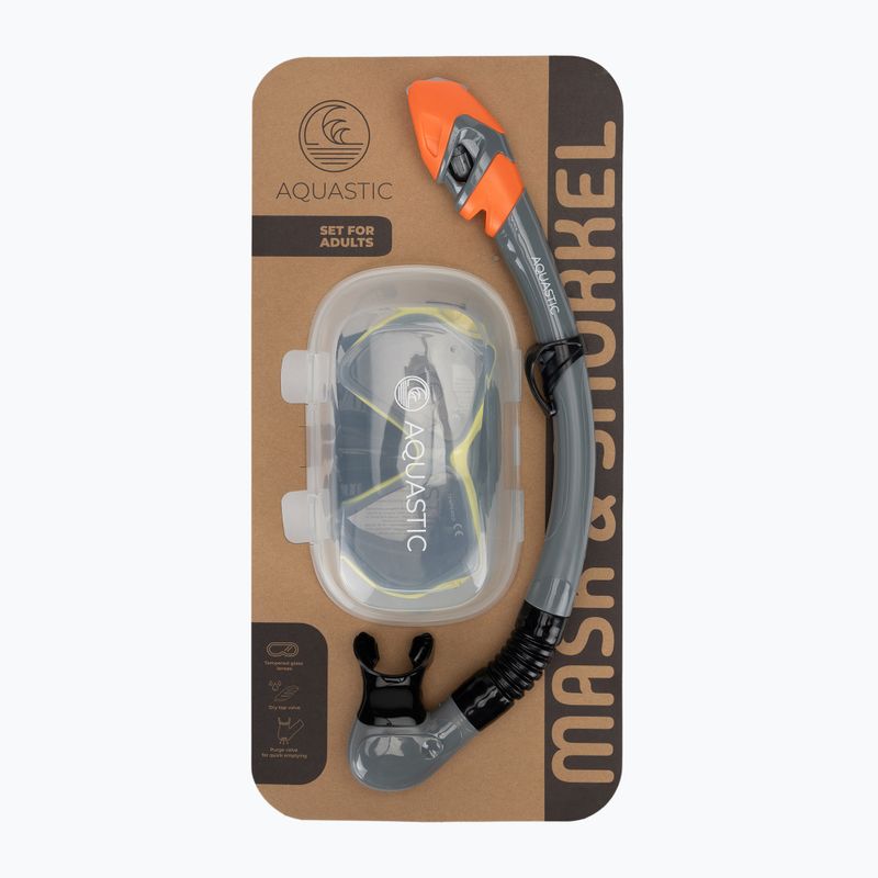 AQUASTIC Shoal snorkelling set mask + snorkel grey 9