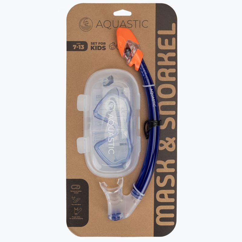 AQUASTIC Shelly children's snorkelling set mask + snorkel dark blue 9