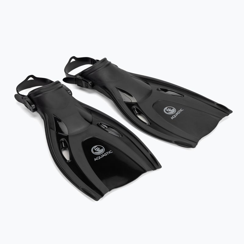 AQUASTIC Cove snorkelling set mask + snorkel + fins black 6