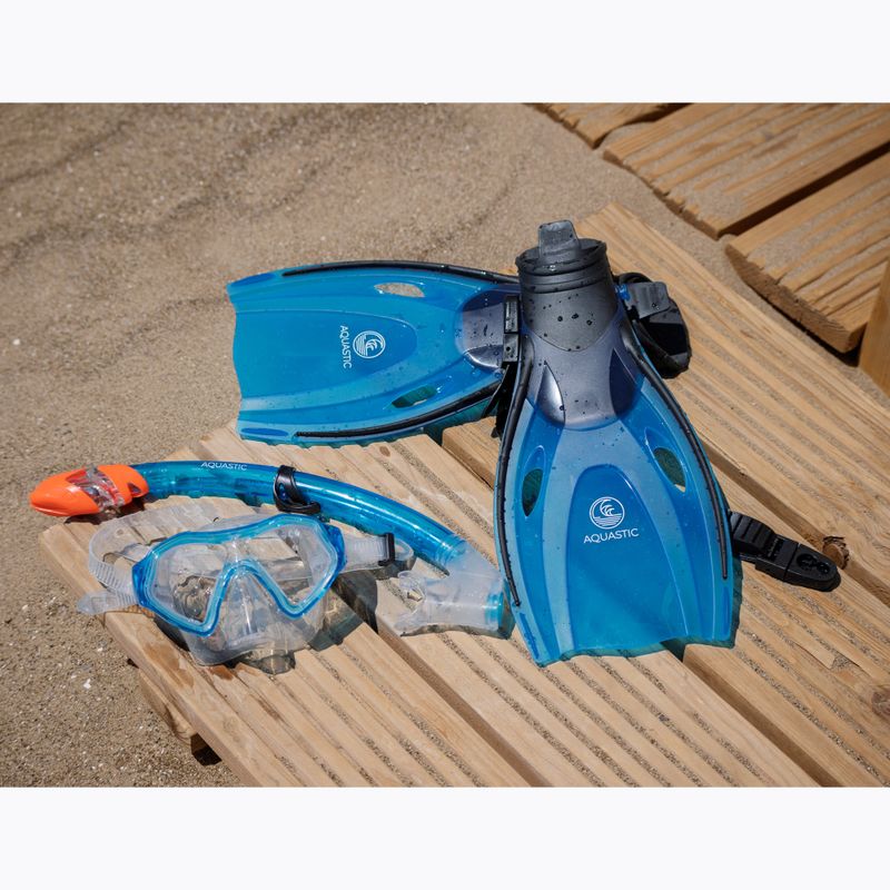 AQUASTIC Shelly children's snorkelling set mask + snorkel + fins blue 14