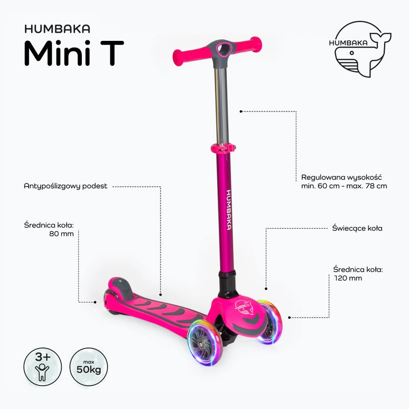 HUMBAKA Mini T children's three-wheeled scooter pink HBK-S6T 2