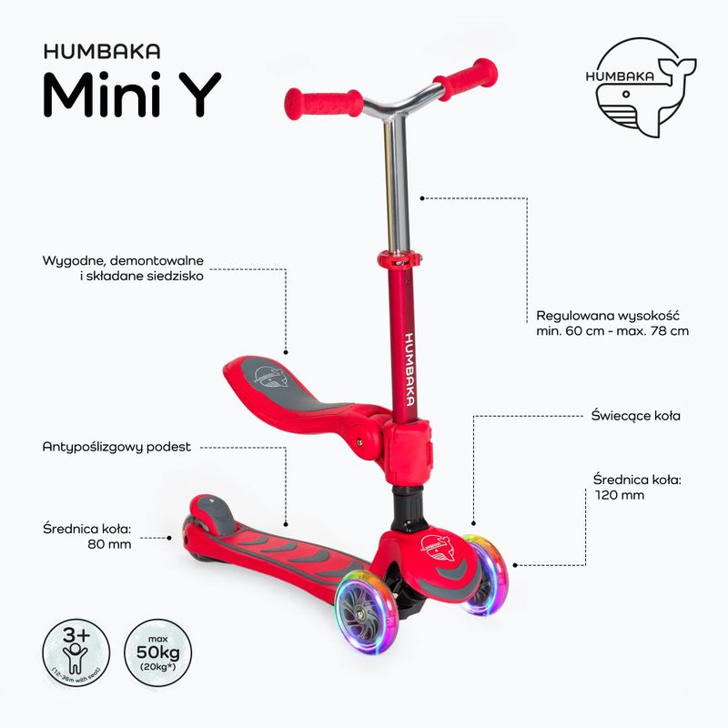 HUMBAKA Mini Y children's three-wheeled scooter red HBK-S6Y 2