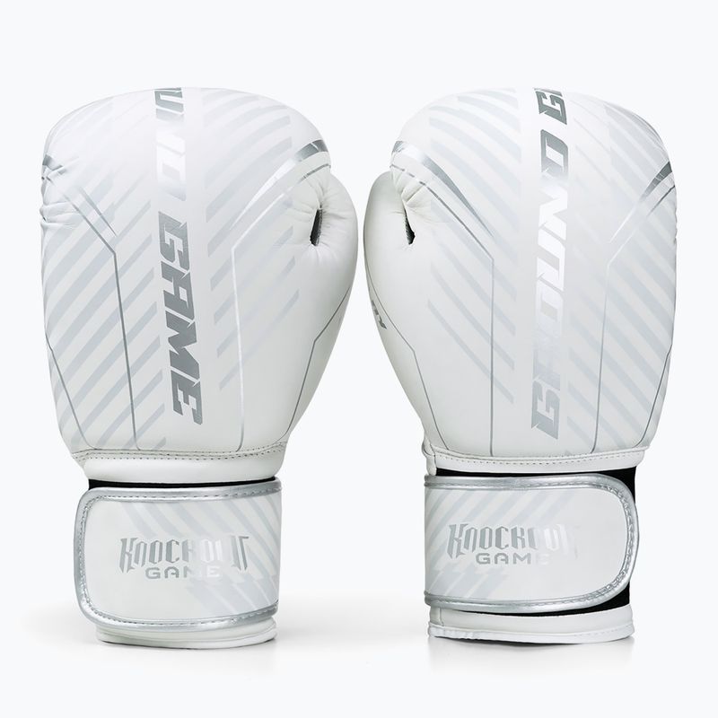 Ground Game Platinum white boxing gloves 2