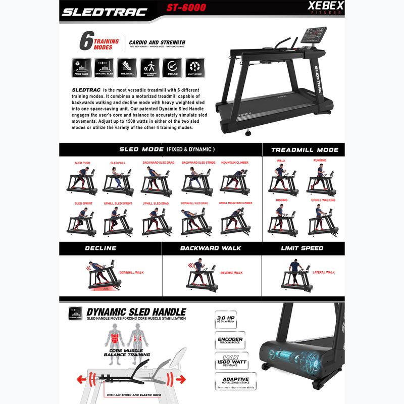 Electric treadmill XEBEX SledTrac 6000 black 13